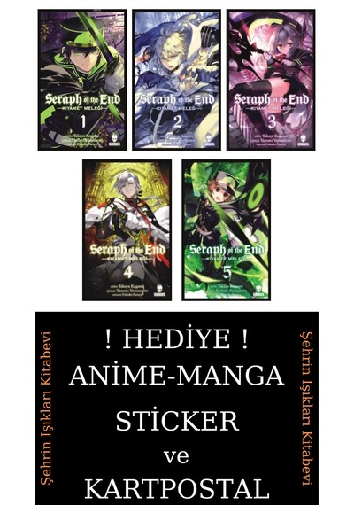 Seraph Of The End 1-2-3-4-5 Manga Seti 5 Kitap / Anime-manga Sticker Ve Kartpostal