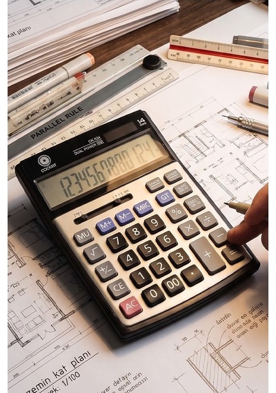 Hesap Makinesi Siyah Gri 15x19.5 Cm 1 Adet Cockpıt Ck-534 12 Haneli Büyük Boy Hafızalı Büro Masaüstü Hesap Makinası Gr
