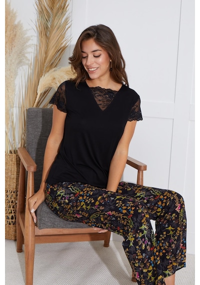 Sevim Kadın Kısa Kol Siyah Pijama Takım C7t8n551 001