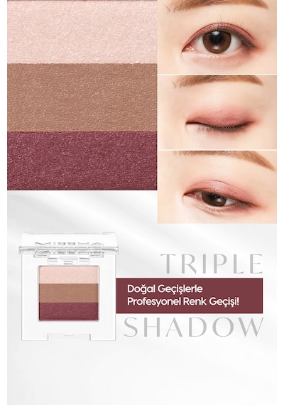 Missha Triple Shadow Yumuşak Dokulu Dökülme Yapmayan 3 Renkli Göz Farı 16 Rose Fondue