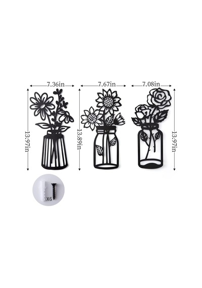 3pcs Metal Bitkiler Duvar Süs Modern Minimalist Sanat Duvar Asma Dekor Teras Balkonu Banyo Dekoru
