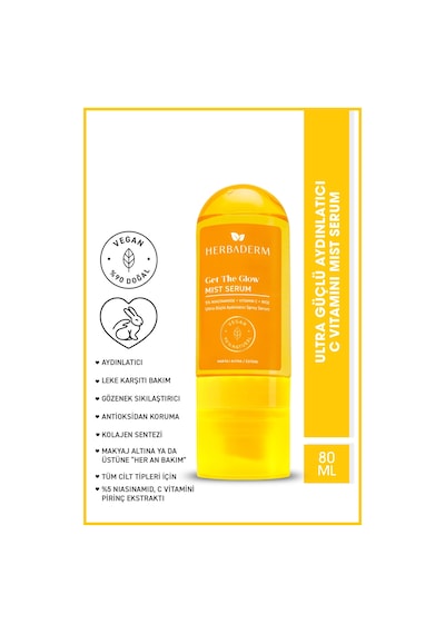 Herbaderm Ultra Güçlü Aydınlatıcı C Vitamini Mist Serum 80 ML
