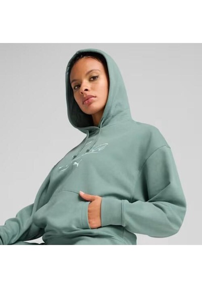 Puma Kadın Scrıpt Comfort Hoodie Eşofman Üst 68498330 Yeşil