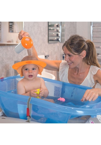 Okbaby Bebek Banyo Seti Crab Banyo Oturağı + Hippo Duş Şapkası A.gri