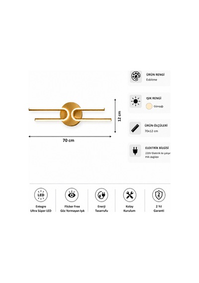 Mino Modern Led Duvar Apliği Günışığı Eskitme