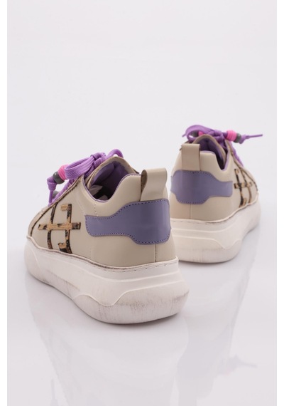 Dgn 1023 Kadin Sneaker Ayakkabi 1023-2007-R11312 Bej - Mor