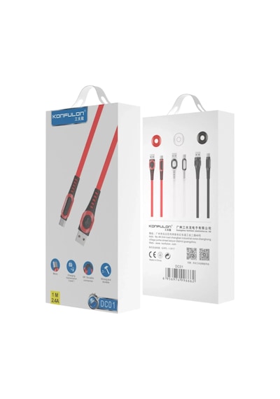 Konfulon Dc01 Süper Hızlı Micro Usb Kablo 1m 2.4a - Kırmızı -