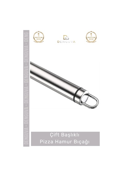 Pizzabıçağı Profesyonel Paslanmaz Çelik Keskin Mutfak Gereci Çift Başlıklı Pizza Hamur Bıçağı - 1 A Çok Renkli