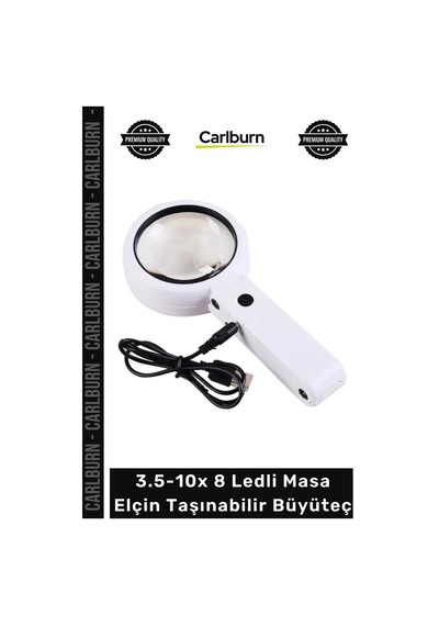 Büyüteç Işıklı Usb Şarj Edilebilir Katlanabilir 3.5-10x 8 Ledli Masa Elçin Taşınabilir Büyüteç