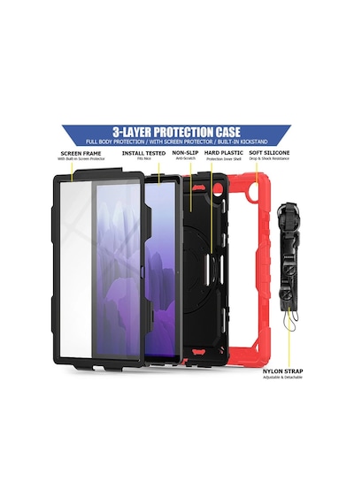 Samsung Galaxy Uyumlu , T500 Tab A7 10.4 Kılıf Pars Tablet Kapak - Kırmızı