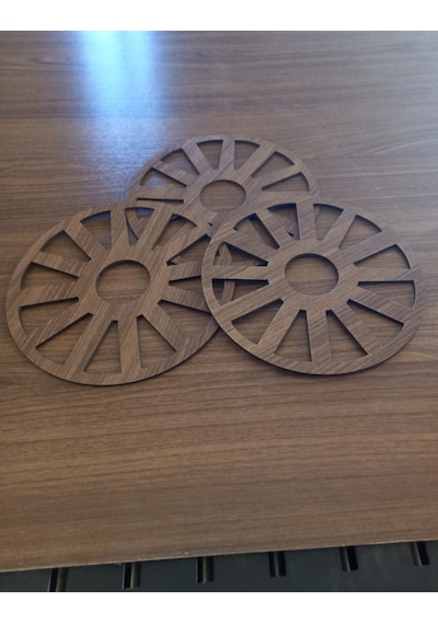 Dekoratif Ceviz Ahşap Mobilya Dolap Süsü 15x15cm