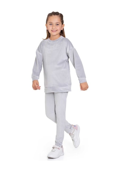 My Kids Wear Kadife Basic Düz Renk Çocuk Takım Gri