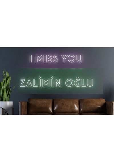 I Miss You Zalimin Oğlu Yazılı Neon Tabela Pembe