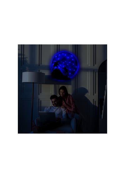 Kişiselleştirilebilir Led Işıklı Epoksi Cam Katmanlı Tablo Sierra Dolunay Mavi - 738176759 Mavi