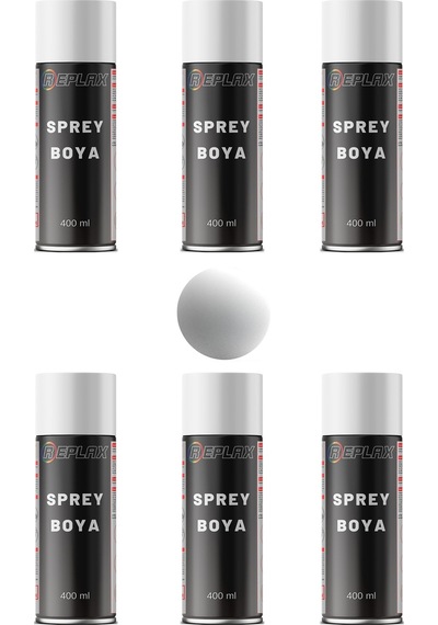 6 Adet Ral 9003 Mat Beyaz Sprey Boya 400 Ml.