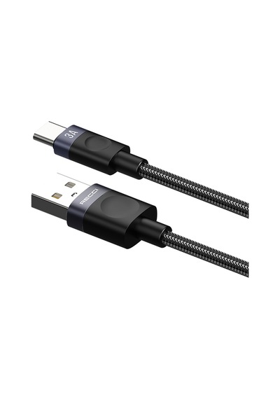 Recci Rs50c Usb-a To Type-c Örgü Tasarımlı Hızlı Şarj Özellikli Data Ve Şarj Kablosu 1m Siyah