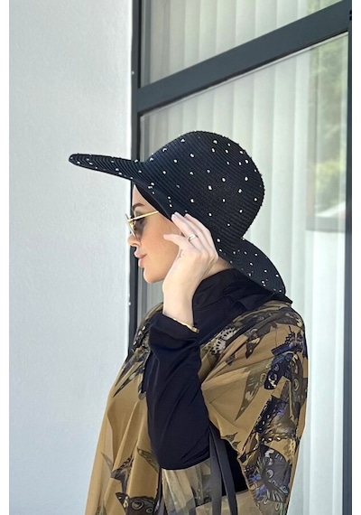 Remsa Taşlı Hasır Şapka Rş-96 Siyah Siyah