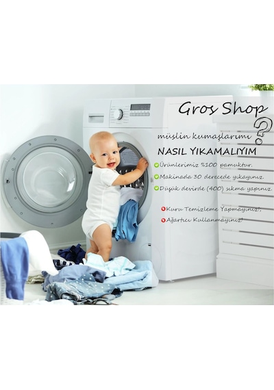 Gros Shop Yeni Doğan Müslin 3'li Kimono Bağcıklı Tulum %100 Pamuk Organik Ekru