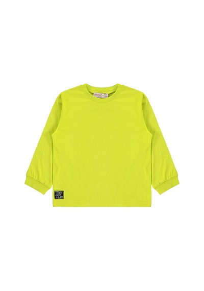Silversun Kids Silversun Basic Etiket Armalı 2-7 Yaş Sweatshirt - Yeşil Fıstık Yeşili