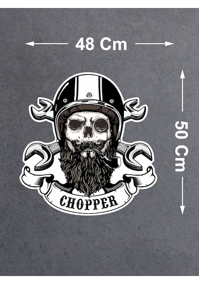 Chopper Kurukafa Sticker - Motosiklet Araba Oto Motor Cam Sticker - 00072 50X40 Cm