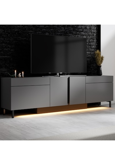 Paris Siyah Demir Ayaklı Rgb Led Işık Sistemli Antrasit Tv Ünitesi Tv Sehpası Antrasit - Siyah Paris Siyah Demir Ayaklı Rgb Led Işık Sistemli Antrasit Tv Ünitesi Tv Sehpası Antrasit - Siyah