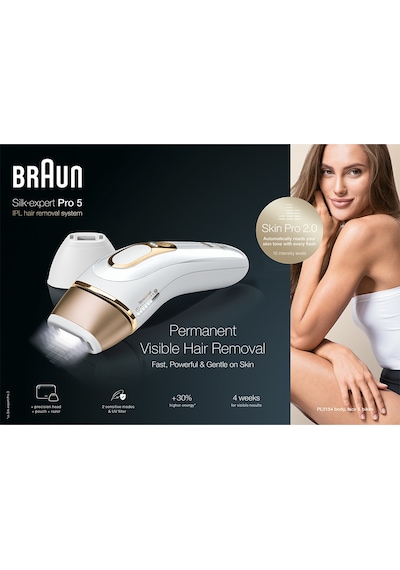 Braun Silk Expert Pro 5 PL5154 2 Başlıklı Yeni Nesil IPL Epilasyon Cihazı + Çanta