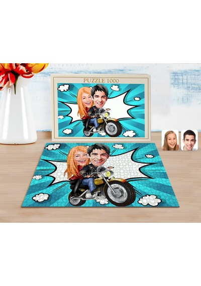 Kişiye Özel Sevgililer Karikatürlü 1000 Parça Profesyonel Puzzle-17
