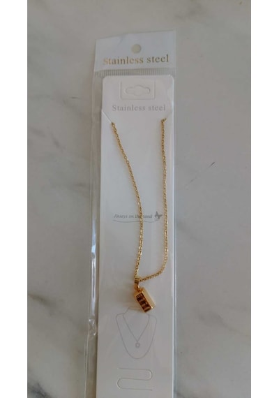 Şehrazat Handmade Külçe Tasarimli Gold Çelik Kolye Altın