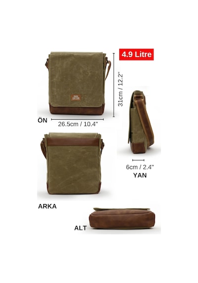 Dark Cotton 7112 Western Kahverengi Suya Dayanıklı Mumlu Kanvas Postacı Omuz Laptop Okul Çantası Camel