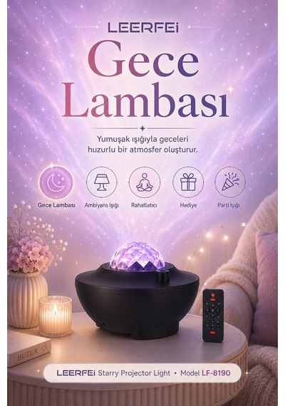 Fm Destekli Yıldız Projektör Işığı Gece Lambası Rahatlatıcı Ortam Aydınlatmalı Çok Renkli