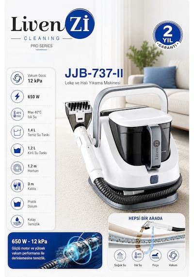 Livenzi Jjb-737-ıı Koltuk Halı Yıkama Ve Leke Çıkartma Makinesi-beyaz