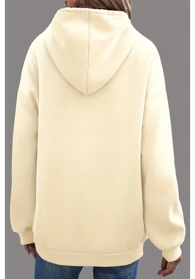 Perfectly Baskılı Oversize Sweatshirt Bej