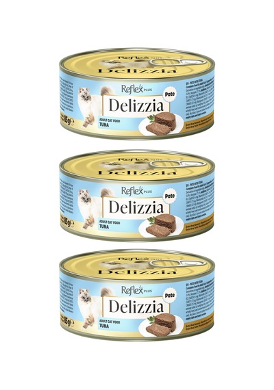 Delizzia Kıyılmış Ton Balıklı Yetişkin Kedi Maması 3 X 85 Gr.