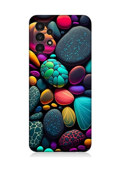 Samsung Galaxy A13 Uyumlu Silikon Kılıf Artx Kırmızı Doğa Taşlar