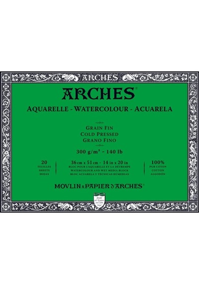 Arches Suluboya Blok Defter - Orta Doku - 300Gr. 36X51Cm - 20 Yp.