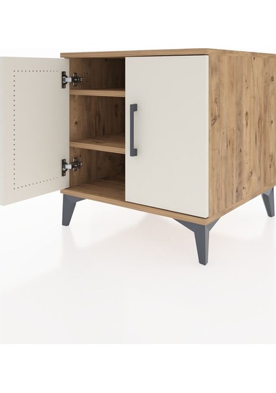Kronos Komodin 2 Raflı 2 Kapaklı 60x59x64 Çam-aytaşı Atlas Çam