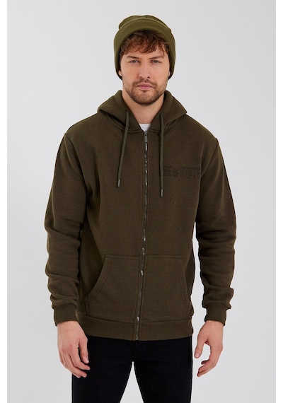 Polostate Age Of State Nakışlı Fermuarlı 3 İplik Sweatshirt Haki