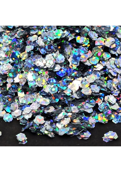 Glitter Epoksi Süsleme Pulu Hologramlı Nail Art Makyaj Altıgen Sim Gümüş 100 Gr
