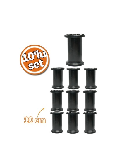 Plastik Ayak Jumbo Siyah Yuvarlak Tabla 10cm 10'lu Set Çok Renkli Diğer
