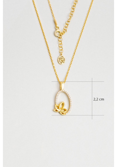 So Chic Nilüfer 18 Ayar Sarı Altın Kaplama 45 Cm Gümüş Kolye Sarı