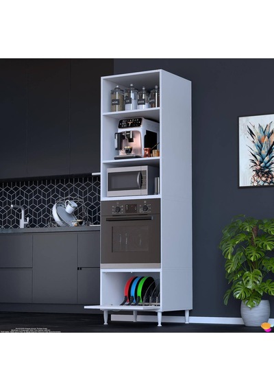 Eliusta Viramo Mikrodalga/ankastre Fırın Dolabı 1 Kapaklı Depolama Alanlı 60x217x56 Cm Modüler Dolap Beyaz Eliusta Viramo Mikrodalga/ankastre Fırın Dolabı 1 Kapaklı Depolama Alanlı 60x217x56 Cm Modüler Dolap Beyaz