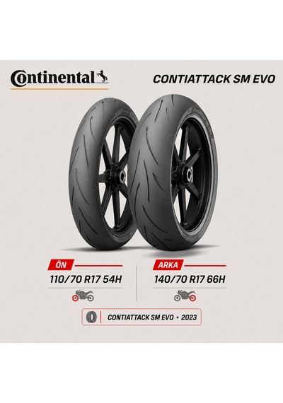 Continental Contiattack Sm Evo 110/70 R17 54h - 140/70 R17 66h Ön Arka Motosiklet Lastik Takımı 2023