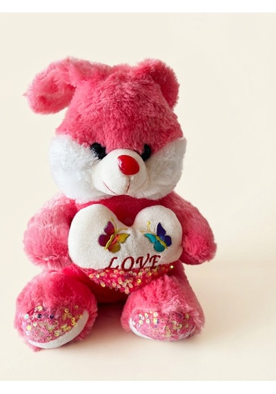 Peluş Pullu Tavşan-50 Cm Koyu Pembe