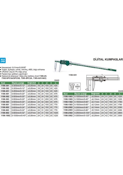 Insize 1106-501 Dijital Kumpas