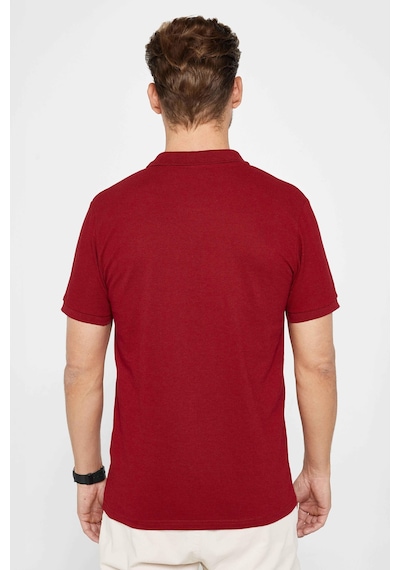 Tudors Erkek Slim Fit Dar Kesim Pamuklu Yumuşak Dokulu Serin Tutan Kumaş Düz Pike Bordo Polo Yaka Tişört-30770 Bordo