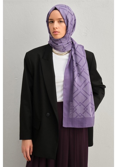 Armine Tencel İpek Zincir Desen Şal 3298 Mor