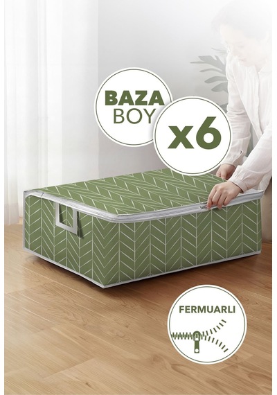 6 Adet Kaz Ayağı Desenli Hurc Büyük Boy Yeşil