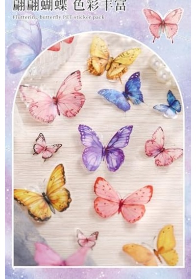 Kolbi Craft 6 Sayfa 114 Adet Şeffaf Pembe Kelebek Sticker Bullet Journal Scrapbook Laptop Ajanda Planlayıcı Abanoz