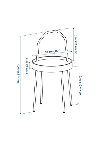 Kulplu Sehpa Siyah Renk Meridyendukkan 38 Cm Metal-taşınabilir Sehpa