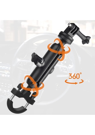 Gopro Hero 10/9/8/7/6/5/4 Aksiyon Kameraları Ve Daha Fazlası İçin Kamera Tutucu Tutucu, 360 Gidon Kamera Tutucu, 1/4 Dişli, Moto Bisiklet Gidonu İçin Siyah